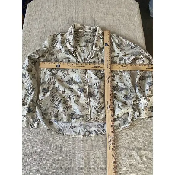Le Soleil d Ete Magic Fish Silk Blouse Leaf Print Size PP XS S